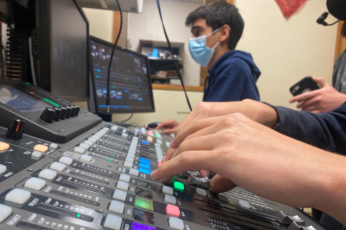 Dos Pueblos High School students using a state-of-the-art sound mixer purchased by one of the last year's grants.