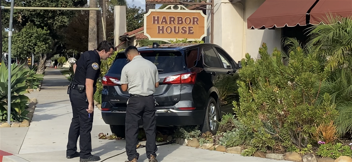 A vehicle went out of control and ended up at the wall of the Harbor House Inn this morning in Santa Barbara.  