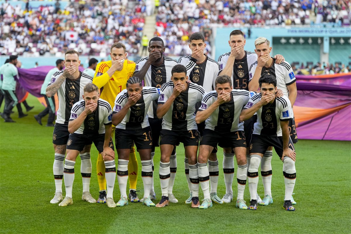 <i>Ulrik Pedersen/DeFodi Images/Getty Images</i><br/>Football pundits on Qatar’s Alkass Sports channel mocked the German football team following its World Cup exit – by mimicking the players’ protest over human rights.