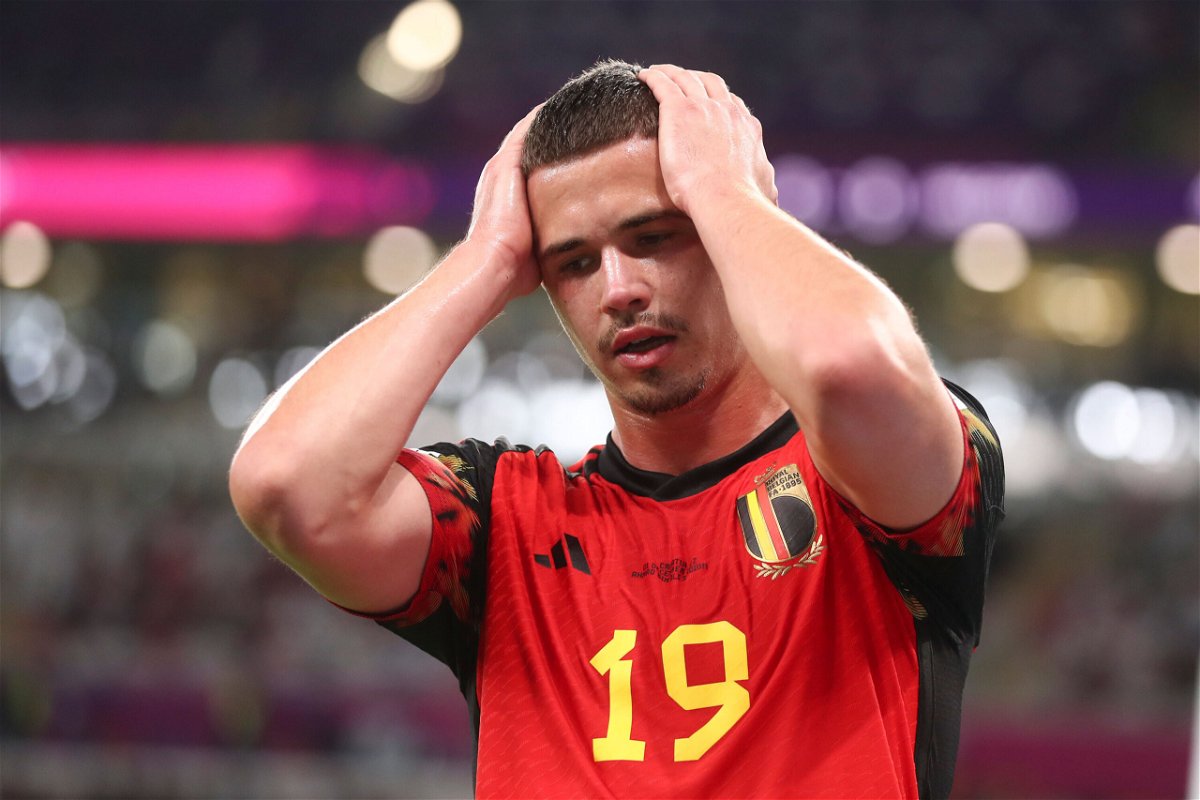 <i>James Williamson/AMA/Getty Images</i><br/>Leander Dendoncker reacts during the World Cup match between Croatia and Belgium at Ahmad Bin Ali Stadium.