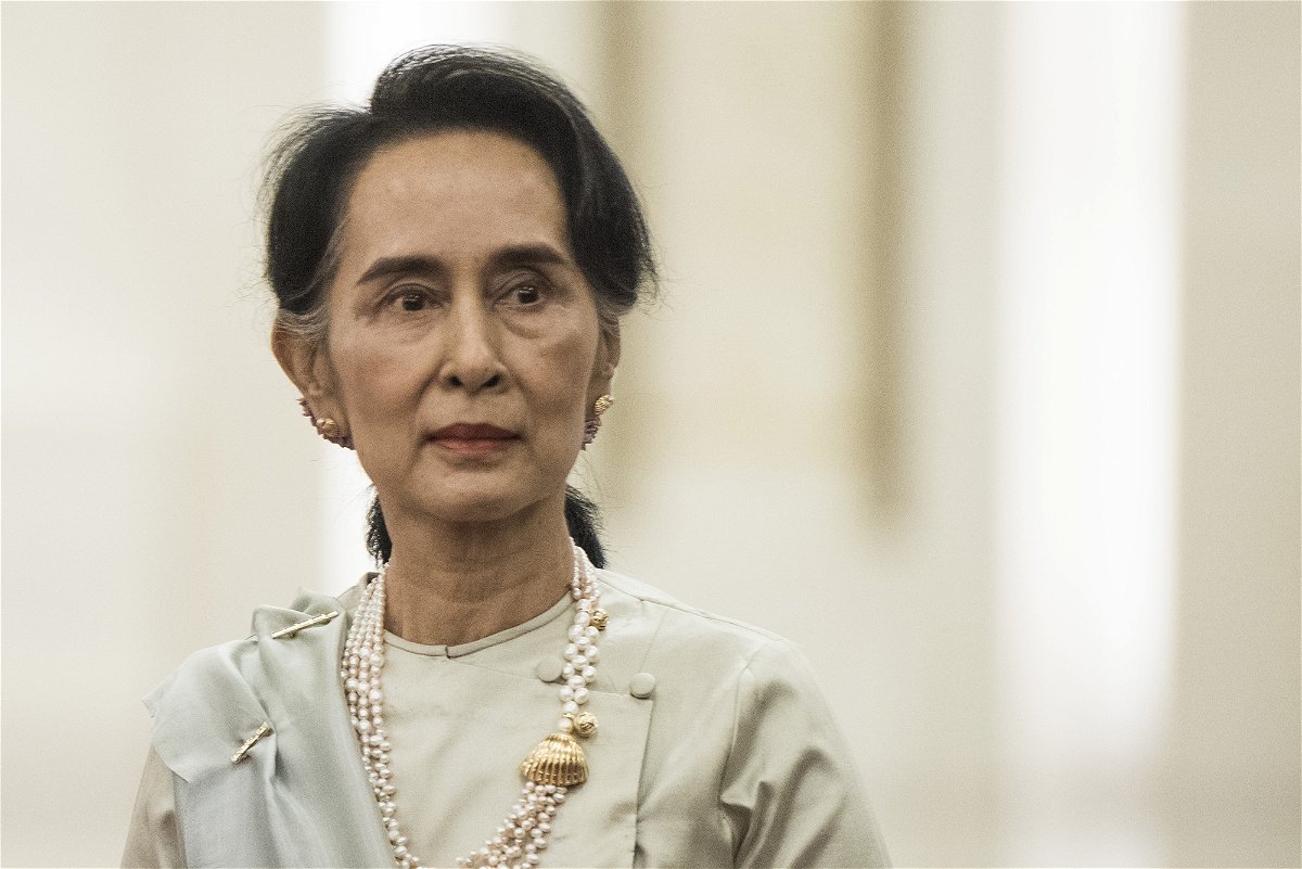 <i>Fred Dufour/AFP/Getty Images</i><br/>Aung San Suu Kyi during a ceremony at the Great Hall of the People in Beijing on August 18
