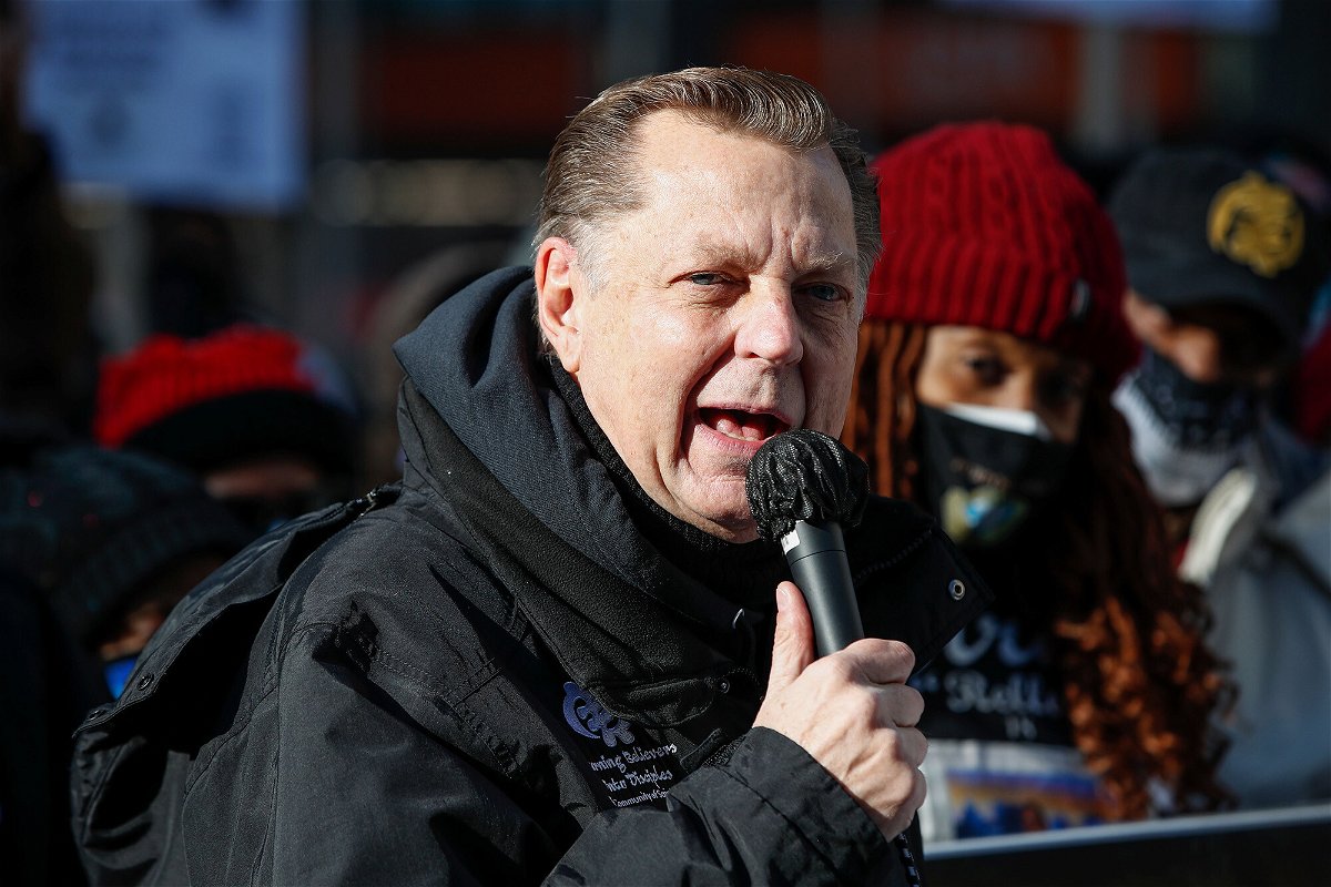 <i>Kamil Krzaczynski/AFP/Getty Images</i><br/>Rev. Michael Pfleger speaks before a march against gun violence on the Magnificent Mile in Chicago