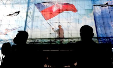 Taiwanese flags are seen at the Ministry of National Defence of Taiwan in Taipei