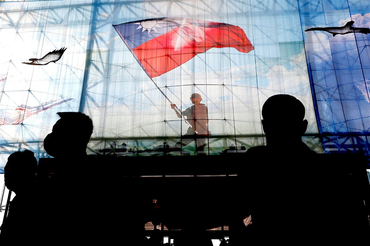 <i>Ann Wang/Reuters</i><br/>Taiwanese flags are seen at the Ministry of National Defence of Taiwan in Taipei