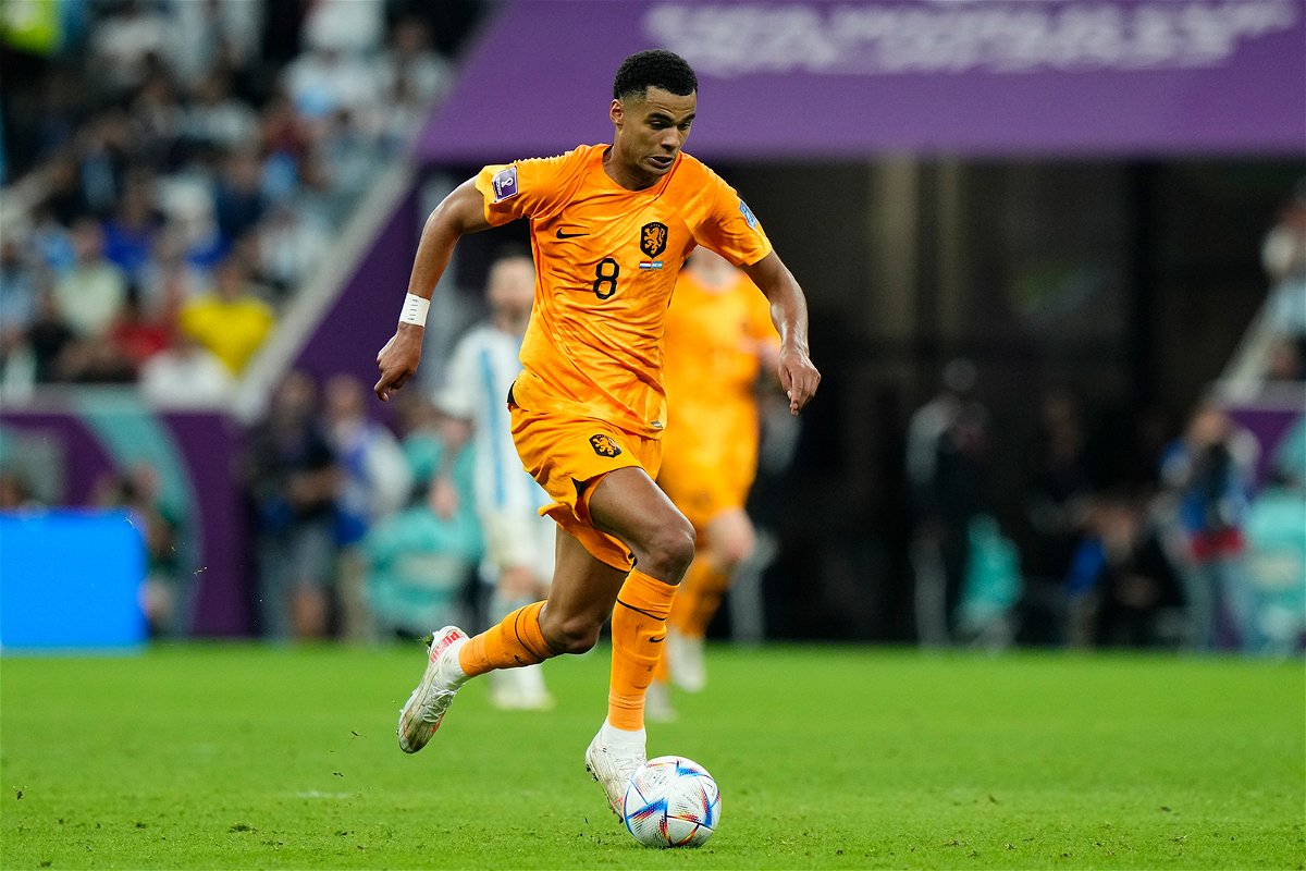 <i>Jose Breton/Pics Action/NurPhoto/Getty Images</i><br/>Cody Gakpo in action during the Netherlands' World Cup quarterfinal against Argentina.