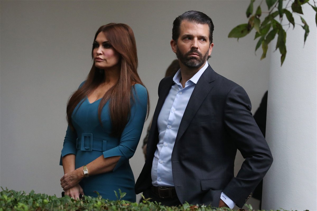 <i>Mark Wilson/Getty Images</i><br/>Donald Trump Jr. and Kimberly Guilfoyle in the Rose Garden of the White House.