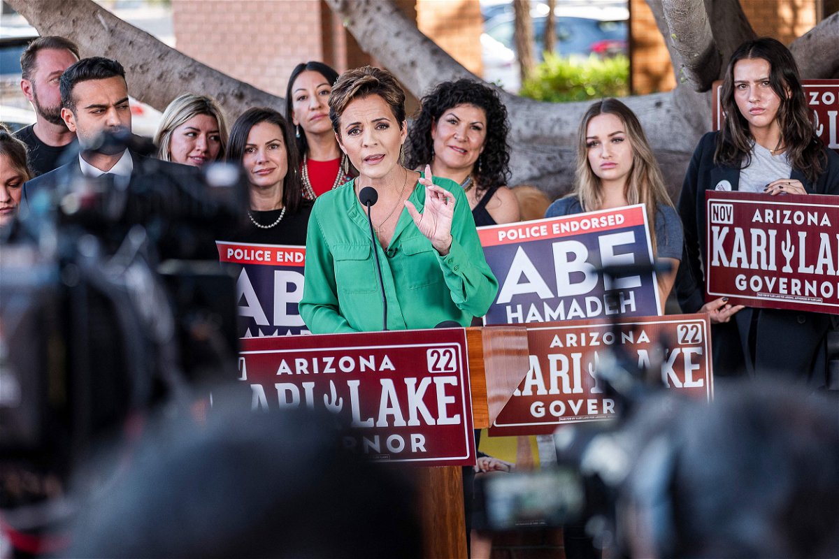 <i>Olivier Touron/AFP/Getty Images</i><br/>A Maricopa County Superior Court judge ruled that Arizona Republican Kari Lake