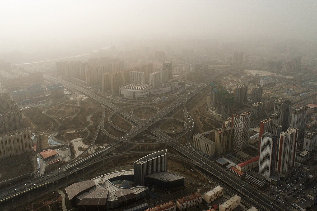 <i>CFOTO/Future Publishing/Getty Images</i><br/>Sand and dust blanket the city of Hohhot in Inner Mongolia on Monday.