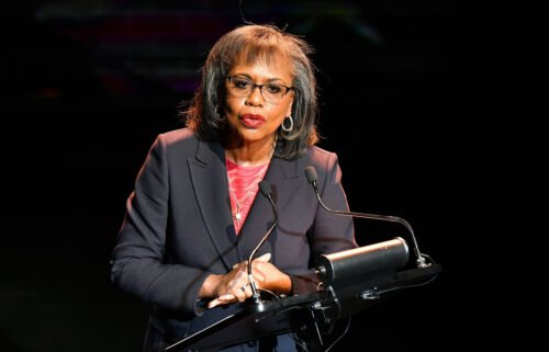 Anita Hill speaks onstage as Audible presents: "In Love and Struggle" at Audible's Minetta Lane Theater in New York City in 2020.