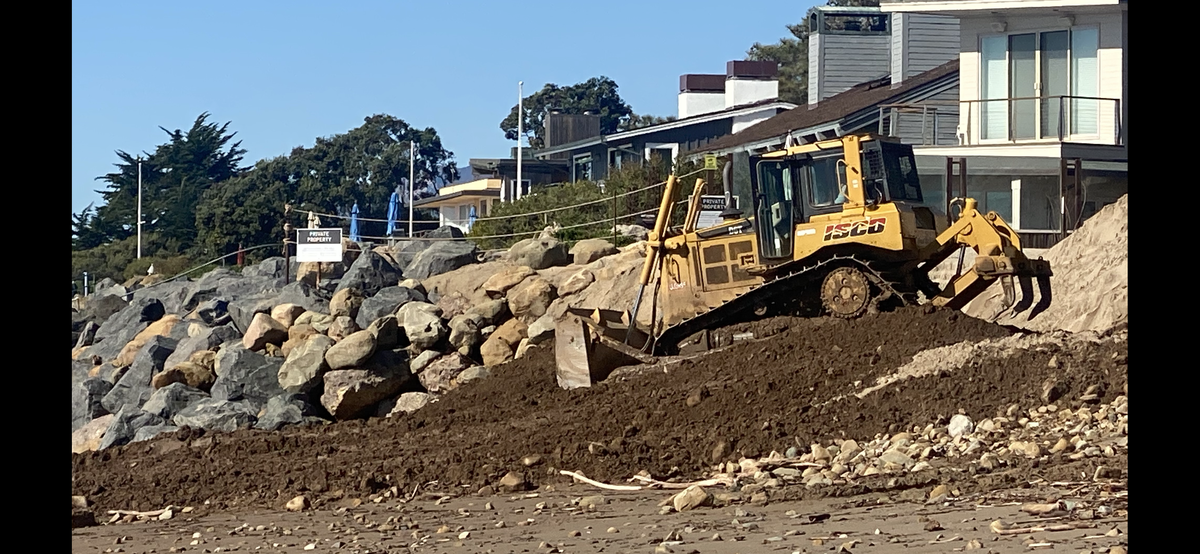 Debris basin sediment from Carpinteria hills heads to the beach.