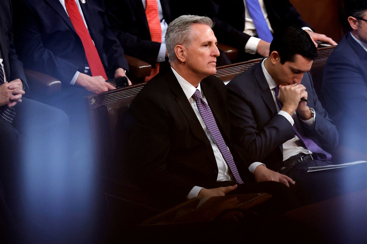 <i>Evelyn Hockstein/Reuters</i><br/>Kevin McCarthy reacts during the seventh round of voting.