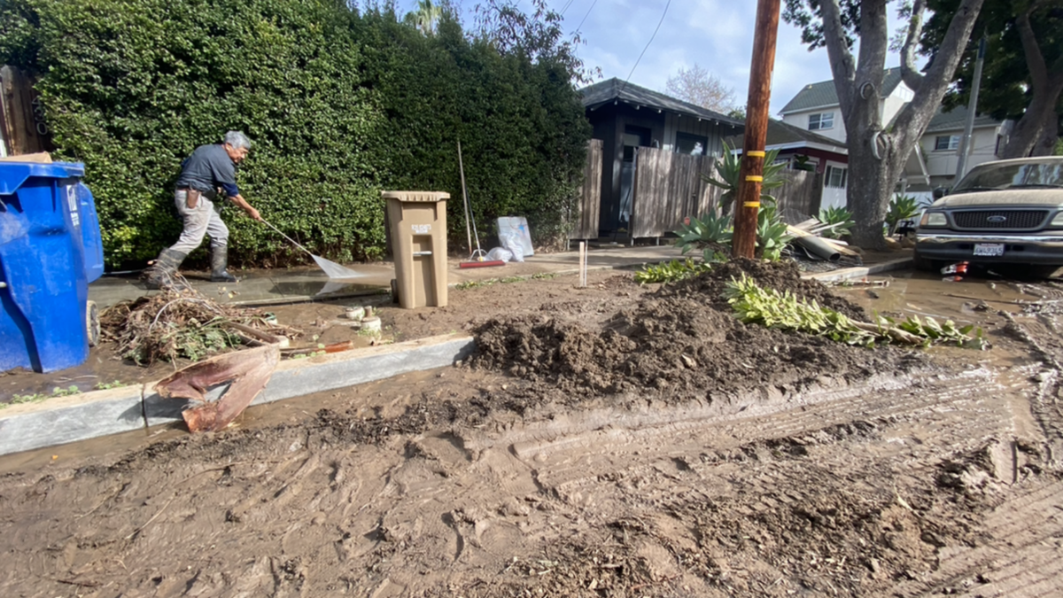 The effort to pick up mud and debris in Santa Barbara from the recent massive rain event continues.