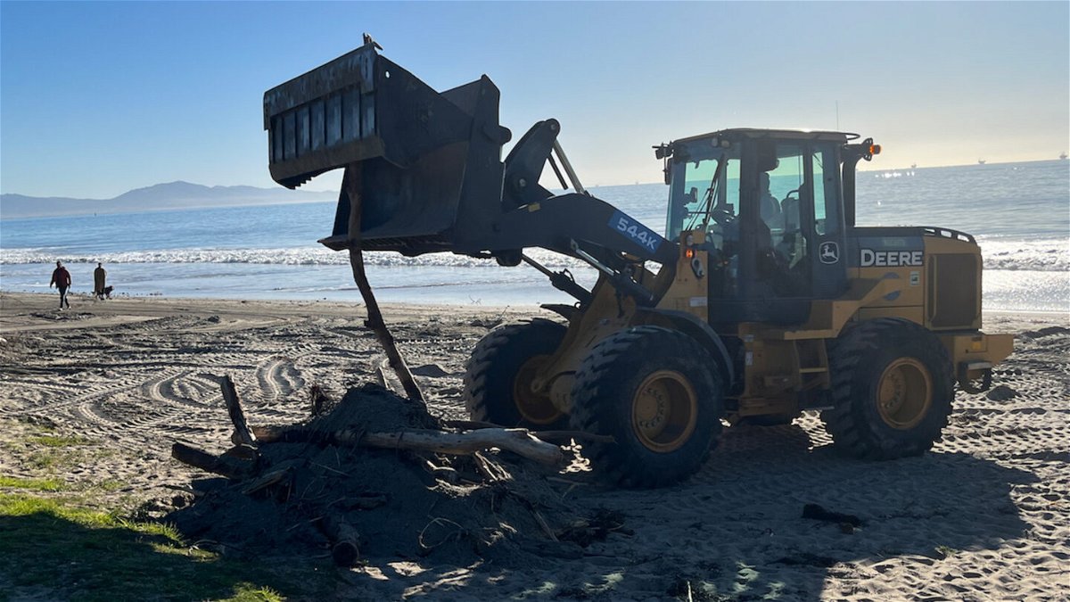 Santa Barbara's waterfront is getting groomed and debris is being picked up from the recent storms.
