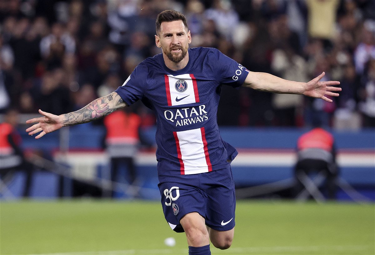 <i>Jean Catuffe/Getty Images</i><br/>Lionel Messi celebrates scoring for PSG against Nice on October 1