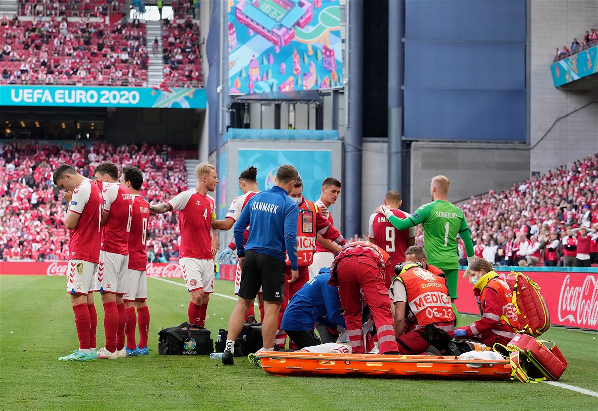 <i>Martin Meissner/Pool/Getty Images</i><br/>Eriksen received medical treatment on the pitch at Euro 2020.