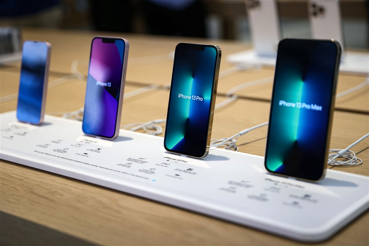 <i>Feline Lim/Getty Images</i><br/>Apple is raising the price of iPhone battery replacements. Models of the newly released iPhone 13 are here displayed at an Apple Store.
