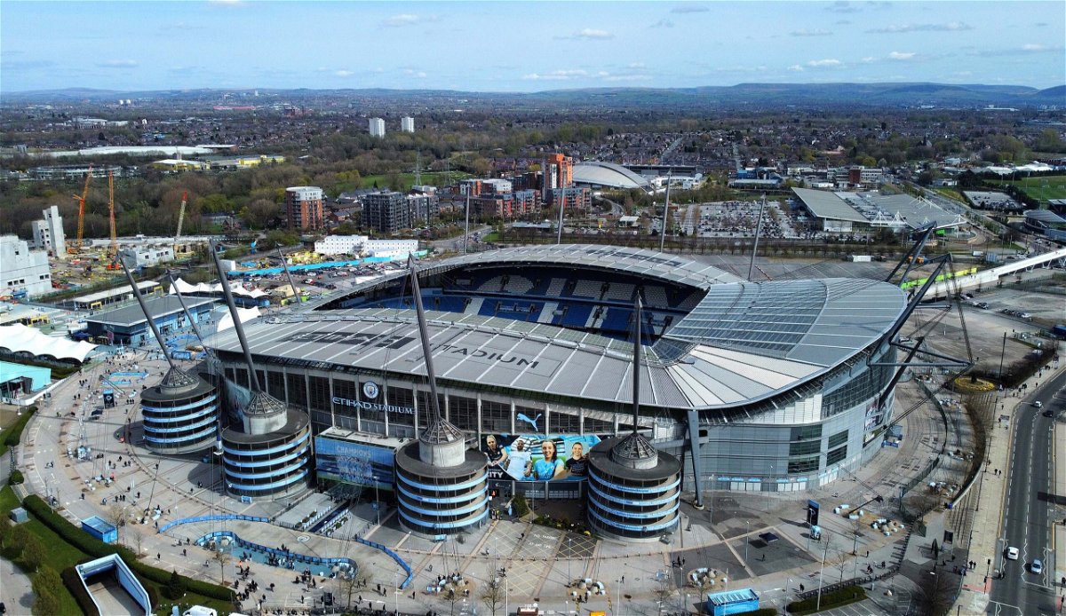 <i>Michael Regan/Getty Images Europe/Getty Images</i><br/>Manchester City's Etihad Stadium is seen prior to a Premier League against Liverpool.