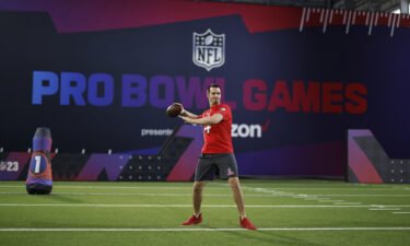 AFC quarterback Derek Carr passes during the Pro Bowl Games skills events.