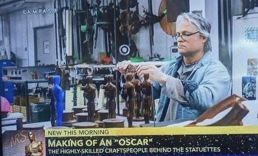 Nevin making Oscar statues