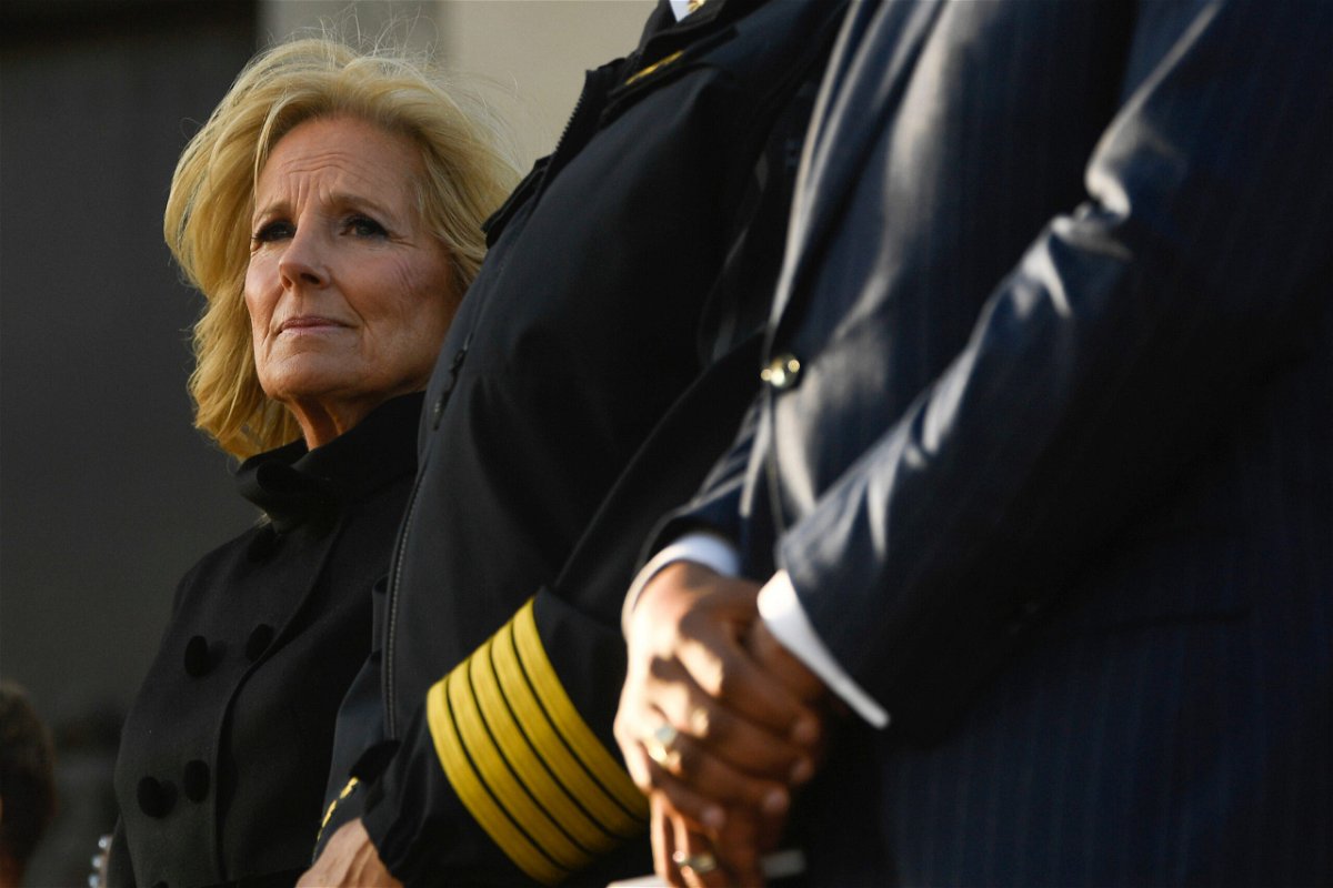 <i>Nicole Hester/The Tennessean/USA Today</i><br/>First Lady Jill Biden at the Nashville Remembers candlelight vigil Wednesday.
