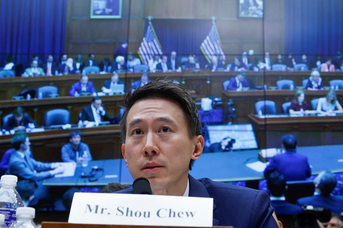 <i>Evelyn Hockstein/Reuters</i><br/>TikTok Chief Executive Shou Zi Chew testifies before a House Energy and Commerce Committee hearing as lawmakers scrutinize the Chinese-owned video-sharing app