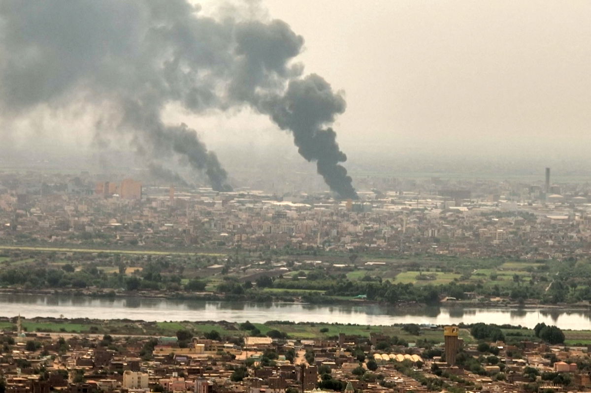 <i>AFPTV/Getty Images</i><br/>The first US-led effort to evacuate private American citizens from Sudan was completed Saturday.  This image shows black smoke rising over Khartoum