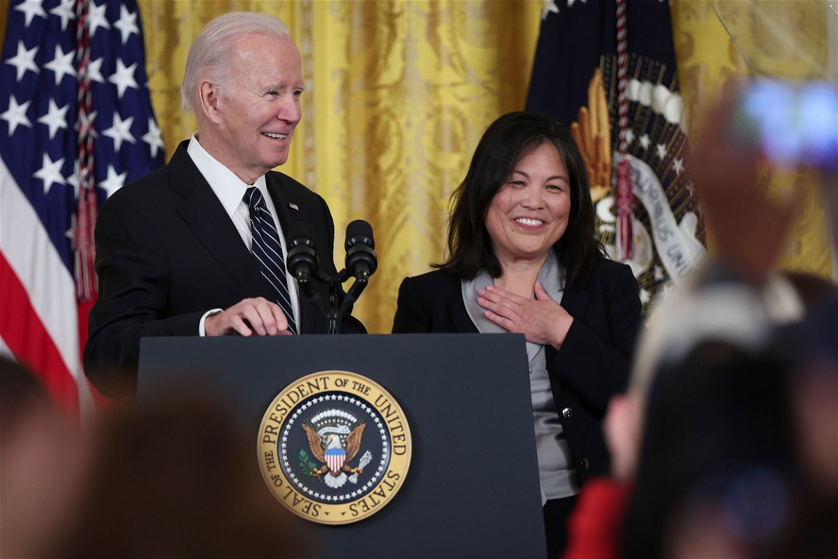 <i>Win McNamee/Getty Images</i><br/>President Joe Biden announces Julie Su as his nominee to be the next Secretary of Labor during an event in the East Room of the White House
