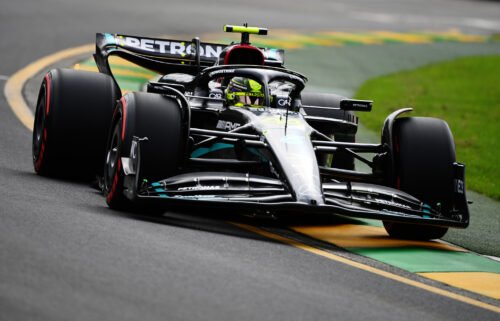 Lewis Hamilton on track during qualifying for the Australian GP.