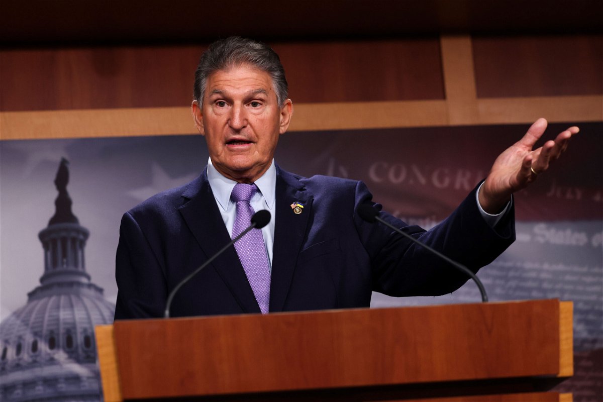<i>Kevin Dietsch/Getty Images</i><br/>U.S. Sen. Joe Manchin (D-WV) speaks at a press conference at the U.S. Capitol on September 20