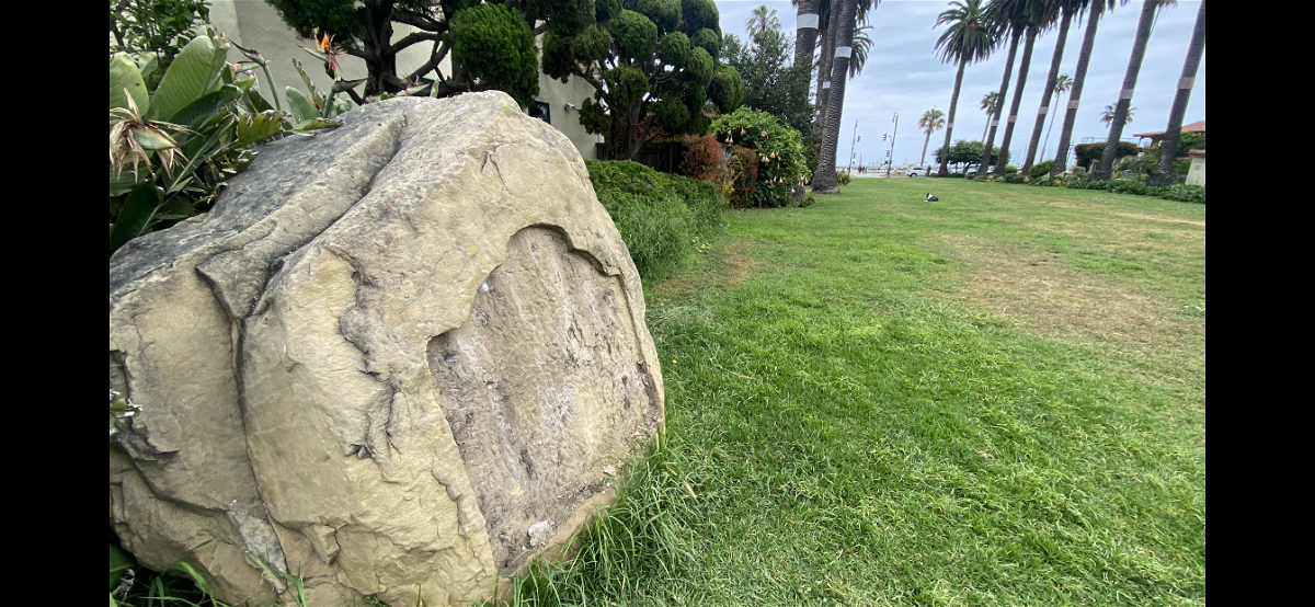 The California Historical plaque for Burton Mound in Santa Barbara has been stolen.