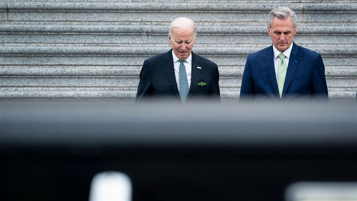 <i>Jabin Botsford/The Washington Post/Getty Images</i><br/>President Joe Biden is set to meet with congressional leadership on Tuesday as the threat of national debt default looms. Biden and House Speaker Kevin McCarthy are pictured here on Capitol Hill on March 17