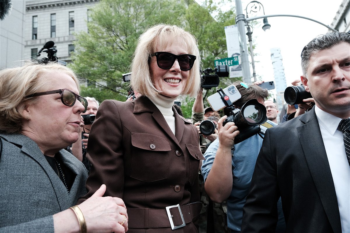 <i>Spencer Platt/Getty Images</i><br/>Writer E. Jean Carroll  leaves a Manhattan court house after a jury found former President Donald Trump liable for sexually abusing her in a Manhattan department store in the 1990s on May 9