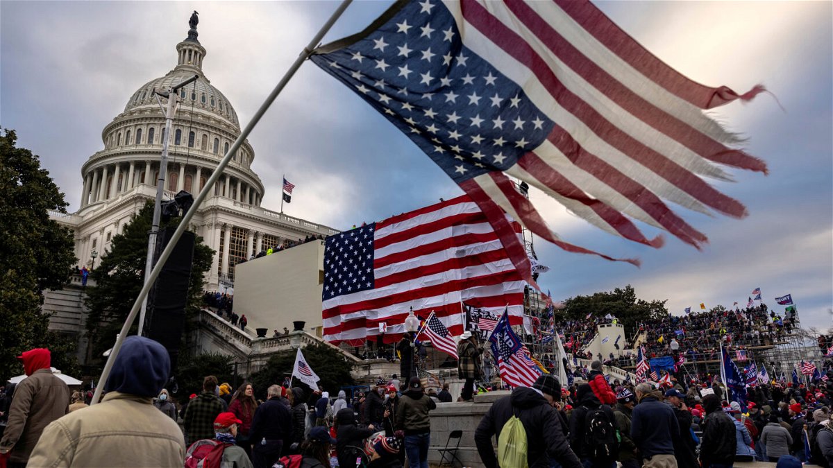 <i>Brent Stirton/Getty Images</i><br/>Pro-Trump protesters gather in front of the U.S. Capitol Building on January 6
