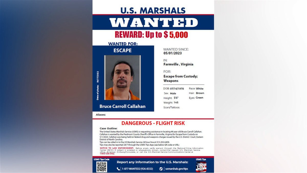 <i>U.S. Marshals Service</i><br/>Bruce Carroll Callahan is wanted by US Marshals.