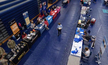 Attendees are seen here at a career fair at a community college in Bolivia