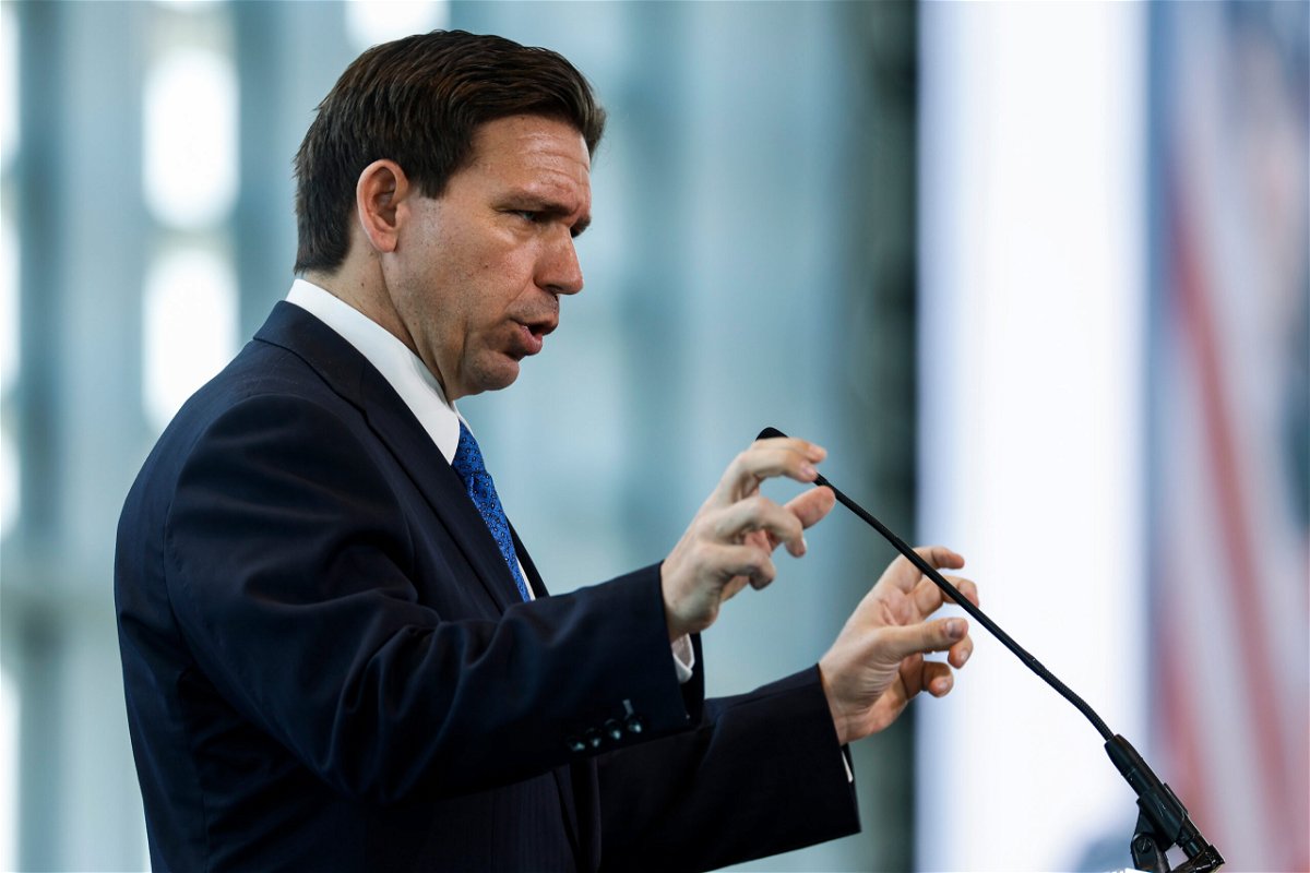 <i>Anna Moneymaker/Getty Images</i><br/>Florida Gov. Ron DeSantis' presidential countdown begins as Florida lawmakers put the finishing touches on his contentious agenda. DeSantis is pictured on April 21