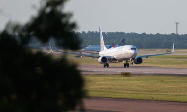 A United Airlines plane departs from George Bush Intercontinental Airport in Houston