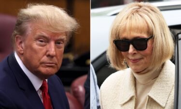 Donald Trump (left) and E. Jean Carroll are seen here in a split image.