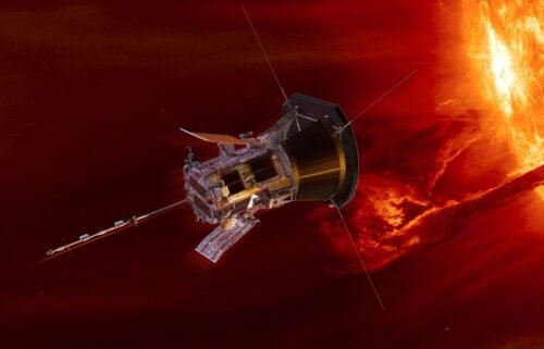 An illustration depicts Parker Solar Probe as it approaches the sun.