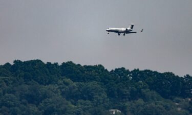An FBI-operated plane carrying Joran van der Sloot arrives at the Birmingham International Airport on June 8 in Birmingham