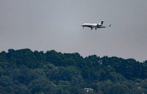 An FBI-operated plane carrying Joran van der Sloot arrives at the Birmingham International Airport on June 8 in Birmingham