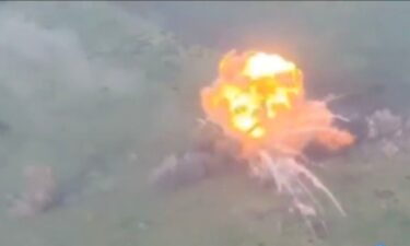 Drone video shows huge explosion.