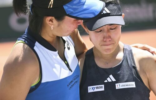 Japanese tennis player Miyu Kato in tears after her disqualification on Sunday.