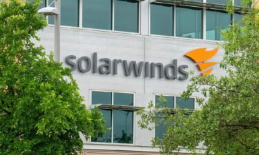 The SolarWinds Corp. logo is seen on a sign at the headquarters in Austin