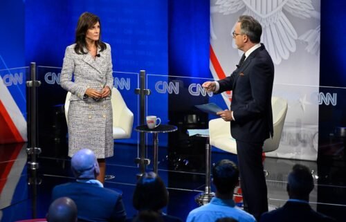 Nikki Haley participates in a CNN Republican Town Hall moderated by CNN's Jake Tapper at Grand View University in Des Moines