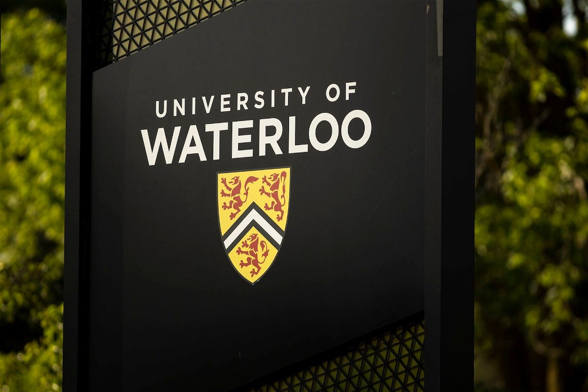 A University of Waterloo sign stands in Waterloo