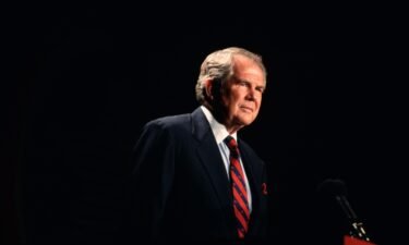 Television evangelist and conservative political activist Pat Robertson speaks to a meeting of the Christian Coalition in Washington