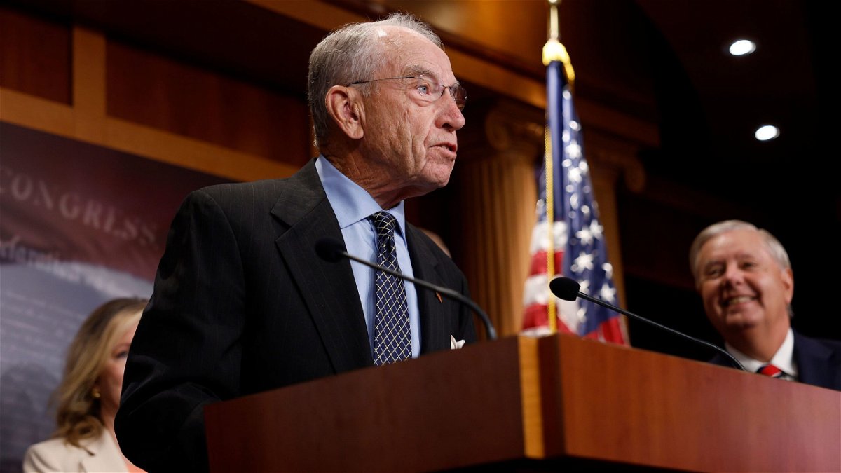 Sen. Chuck Grassley (R-IA) speaks at a news conference on the Supreme Court at the U.S. Capitol Building on July 19 in Washington