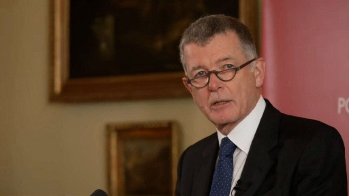 British intelligence chief Richard Moore speaks at an event in Prague