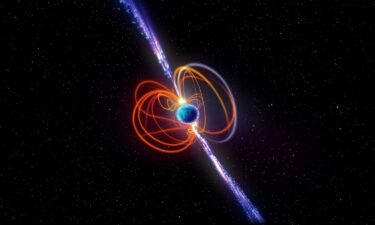 An artist’s illustration depicts an ultra-long period magnetar